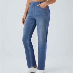 Halara Flex™ High Waisted Pockets Straight Leg Washed Casual Jeans